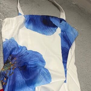 Fashion nova White Dress with Large Blue Floral Print